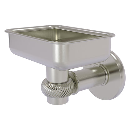 Allied Brass Continental 4.5" x 3.5" Satin Nickel Solid Brass Wall-Mounted Soap Dish Holder with Twist Accents