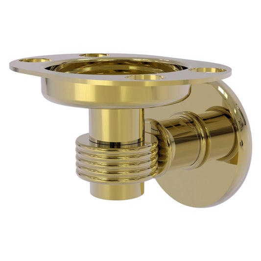Allied Brass Continental 4.5" x 3.5" Unlacquered Brass Solid Brass Tumbler and Toothbrush Holder with Grooved Accents