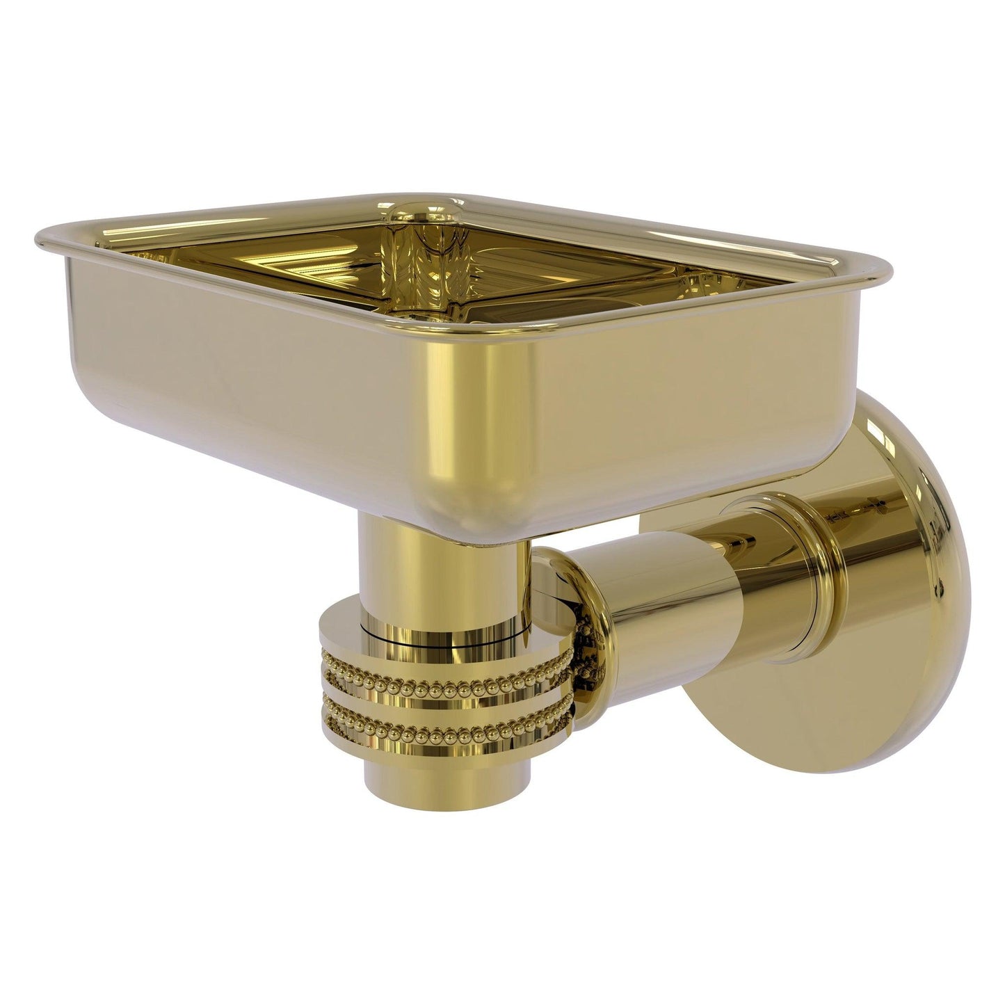 Allied Brass Continental 4.5" x 3.5" Unlacquered Brass Solid Brass Wall-Mounted Soap Dish Holder with Dotted Accents