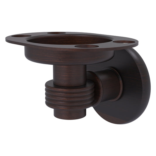 Allied Brass Continental 4.5" x 3.5" Venetian Bronze Solid Brass Tumbler and Toothbrush Holder with Grooved Accents