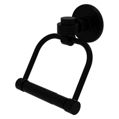 Allied Brass Continental 5.5" x 5" Matte Black Solid Brass 2-Post Toilet Tissue Holder with Grooved Accents
