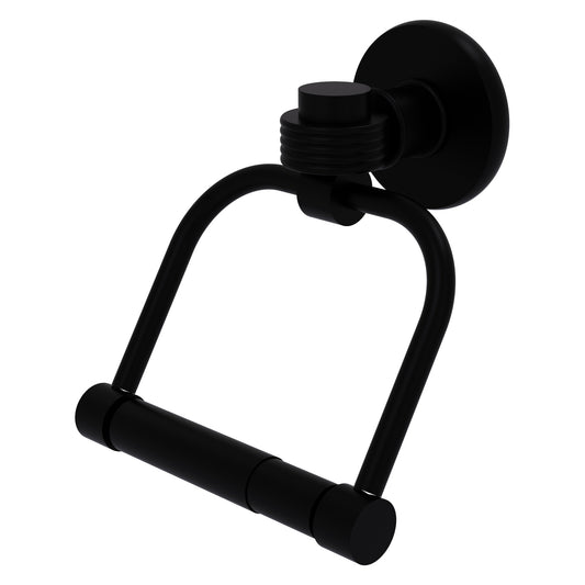 Allied Brass Continental 5.5" x 5" Matte Black Solid Brass 2-Post Toilet Tissue Holder with Grooved Accents