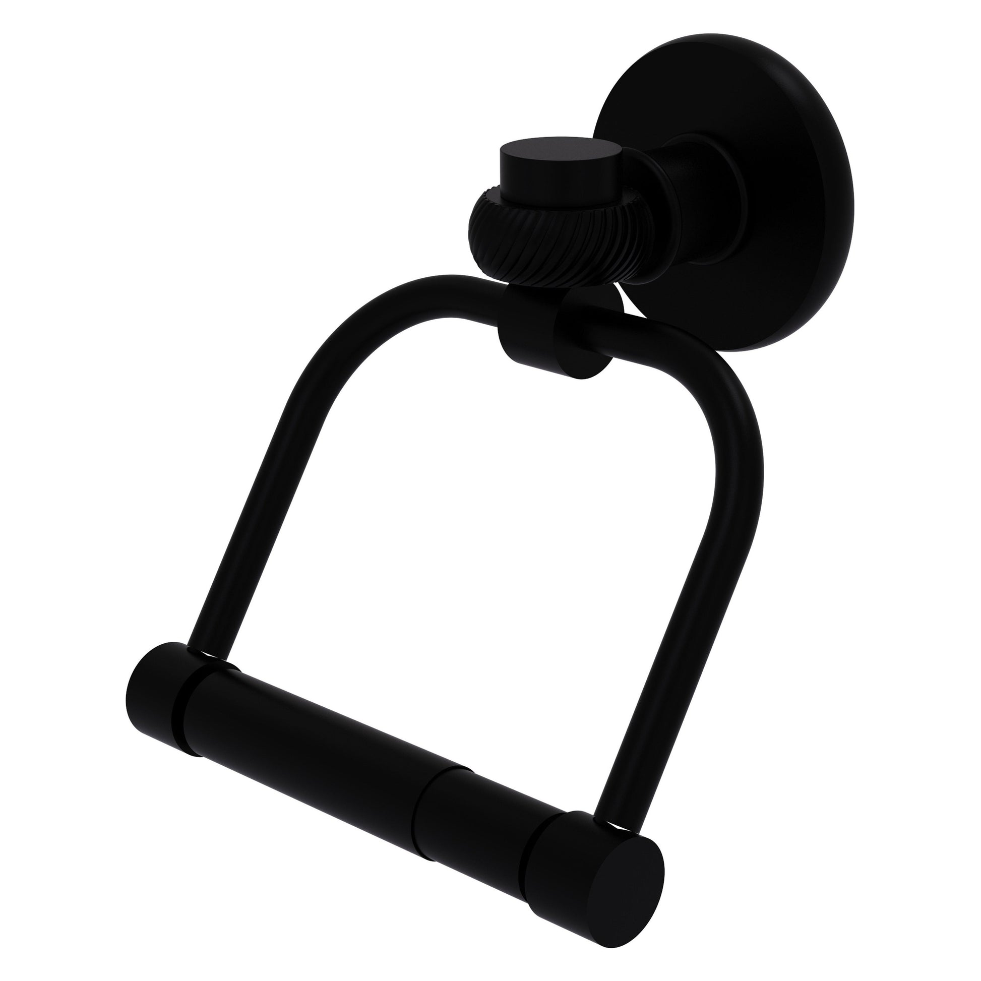 Allied Brass Continental 5.5" x 5" Matte Black Solid Brass 2-Post Toilet Tissue Holder with Twisted Accents