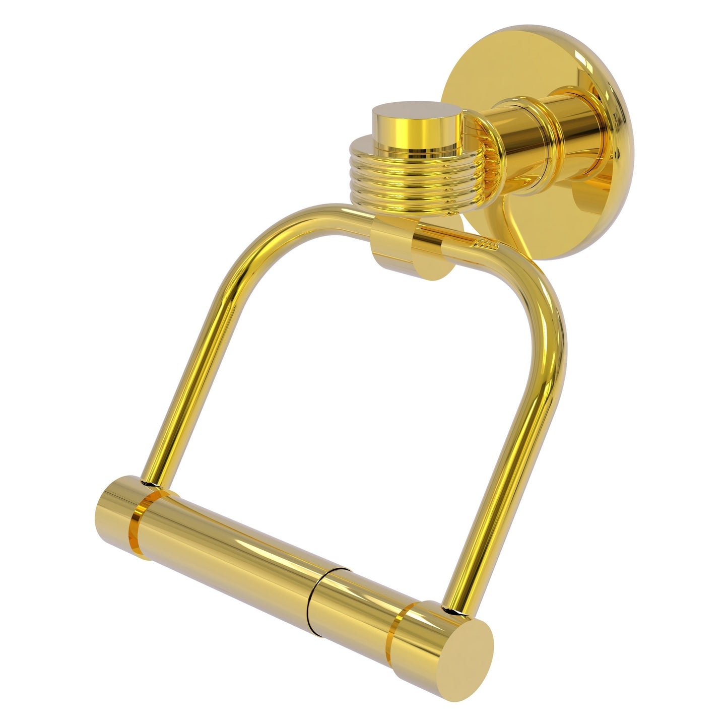 Allied Brass Continental 5.5" x 5" Polished Brass Solid Brass 2-Post Toilet Tissue Holder with Grooved Accents