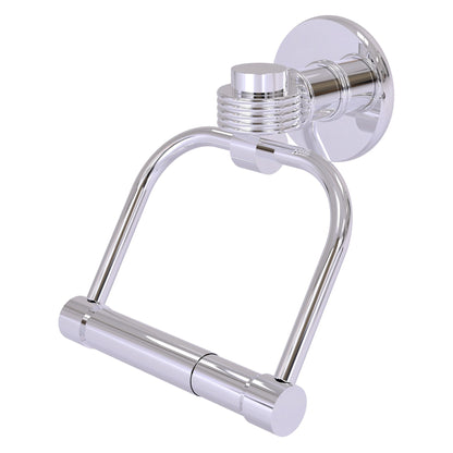 Allied Brass Continental 5.5" x 5" Polished Chrome Solid Brass 2-Post Toilet Tissue Holder with Grooved Accents