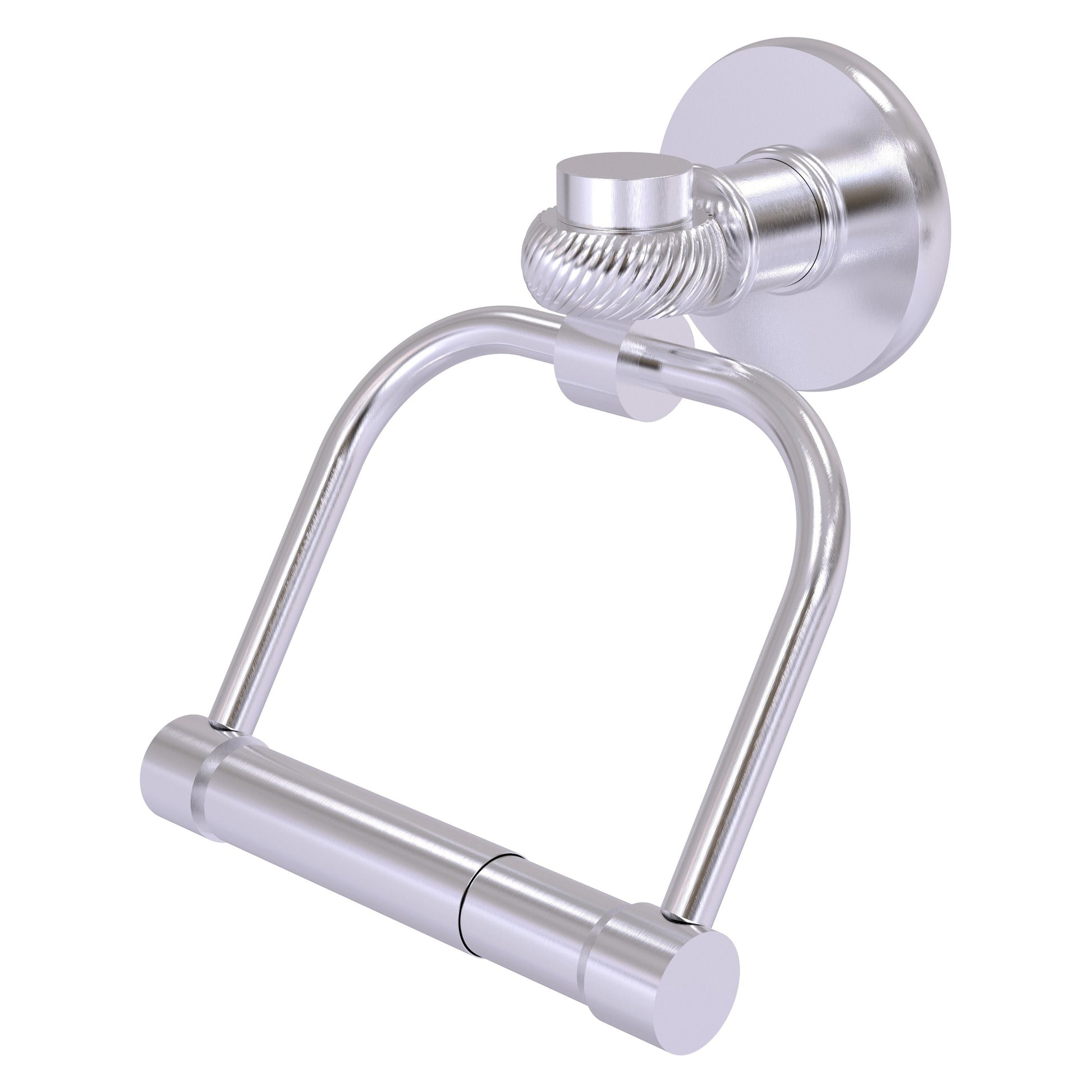 Allied Brass Continental 5.5" x 5" Satin Chrome Solid Brass 2-Post Toilet Tissue Holder with Twisted Accents