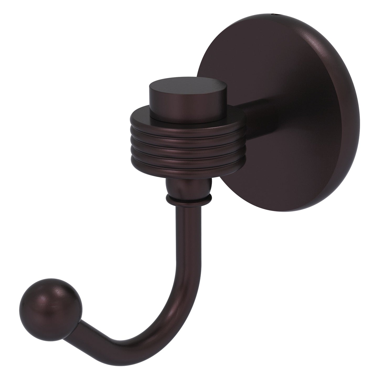 Allied Brass Satellite Orbit One 2.8" x 4.6" Antique Bronze Solid Brass Robe Hook With Grooved Accents