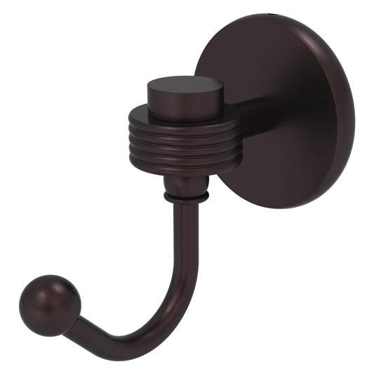 Allied Brass Satellite Orbit One 2.8" x 4.6" Antique Bronze Solid Brass Robe Hook With Grooved Accents