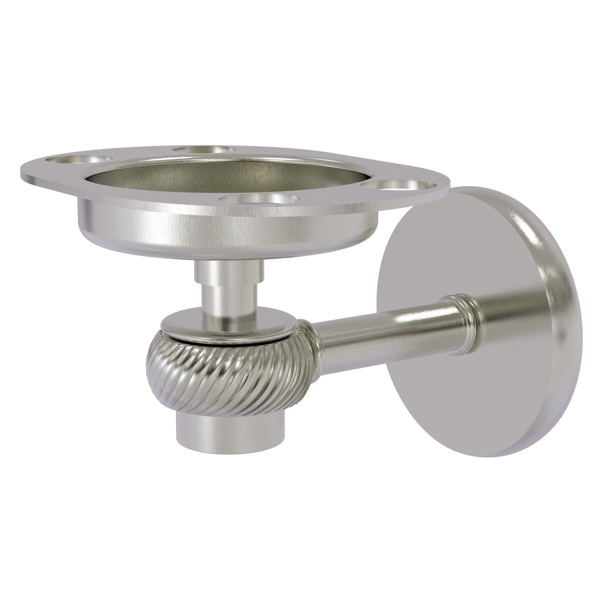 Allied Brass Satellite Orbit One 4.5" x 3.5" Satin Nickel Solid Brass Tumbler and Toothbrush Holder With Twisted Accents