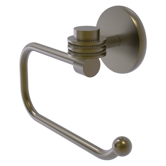Allied Brass Satellite Orbit One 7" x 2.6" Antique Brass Solid Brass Euro-Style Toilet Paper Holder With Dotted Accents