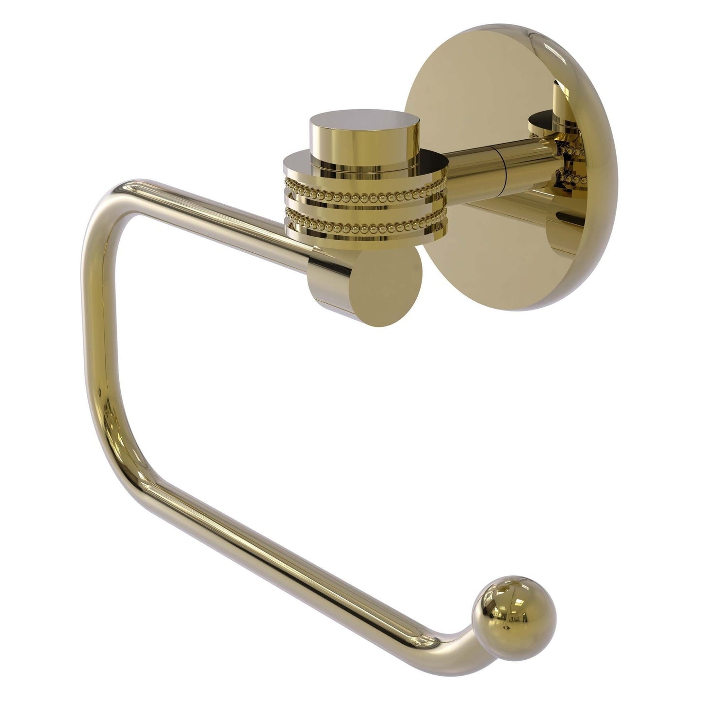 Allied Brass Satellite Orbit One 7" x 2.6" Unlacquered Brass Solid Brass Euro-Style Toilet Paper Holder With Dotted Accents