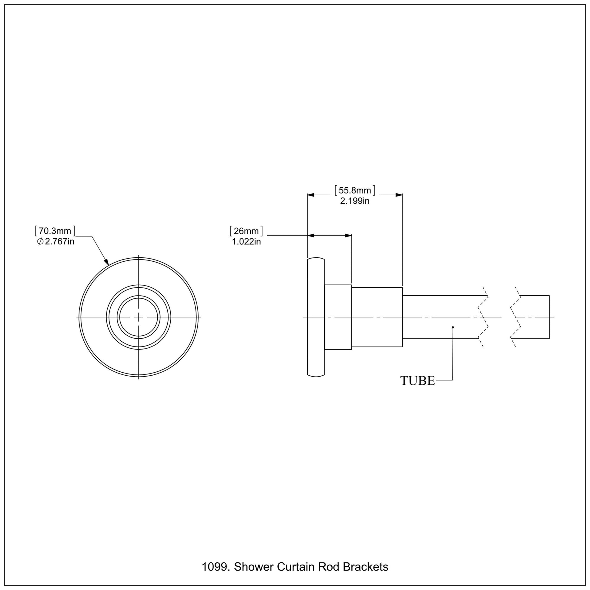 Allied Brass Skyline 1099 2.75" Antique Brass Solid Brass Shower Curtain Rod Brackets