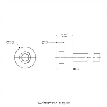 Allied Brass Skyline 1099 2.75" Antique Brass Solid Brass Shower Curtain Rod Brackets