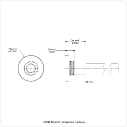 Allied Brass Skyline 1099D 2.8" x 2.2" Antique Copper Solid Brass Shower Curtain Rod Brackets