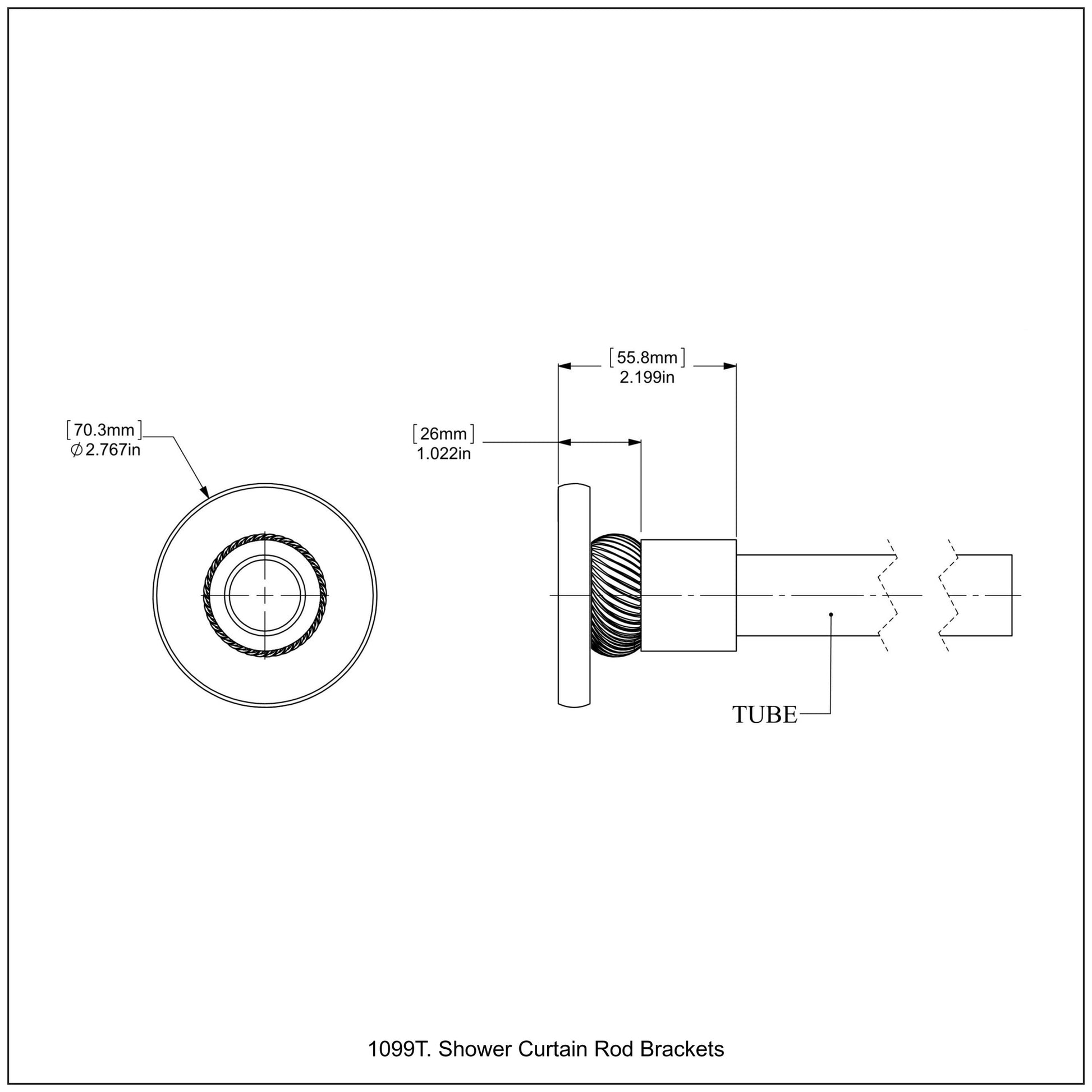 Allied Brass Skyline 1099T 2.8" x 2.2" Antique Pewter Solid Brass Shower Curtain Rod Brackets