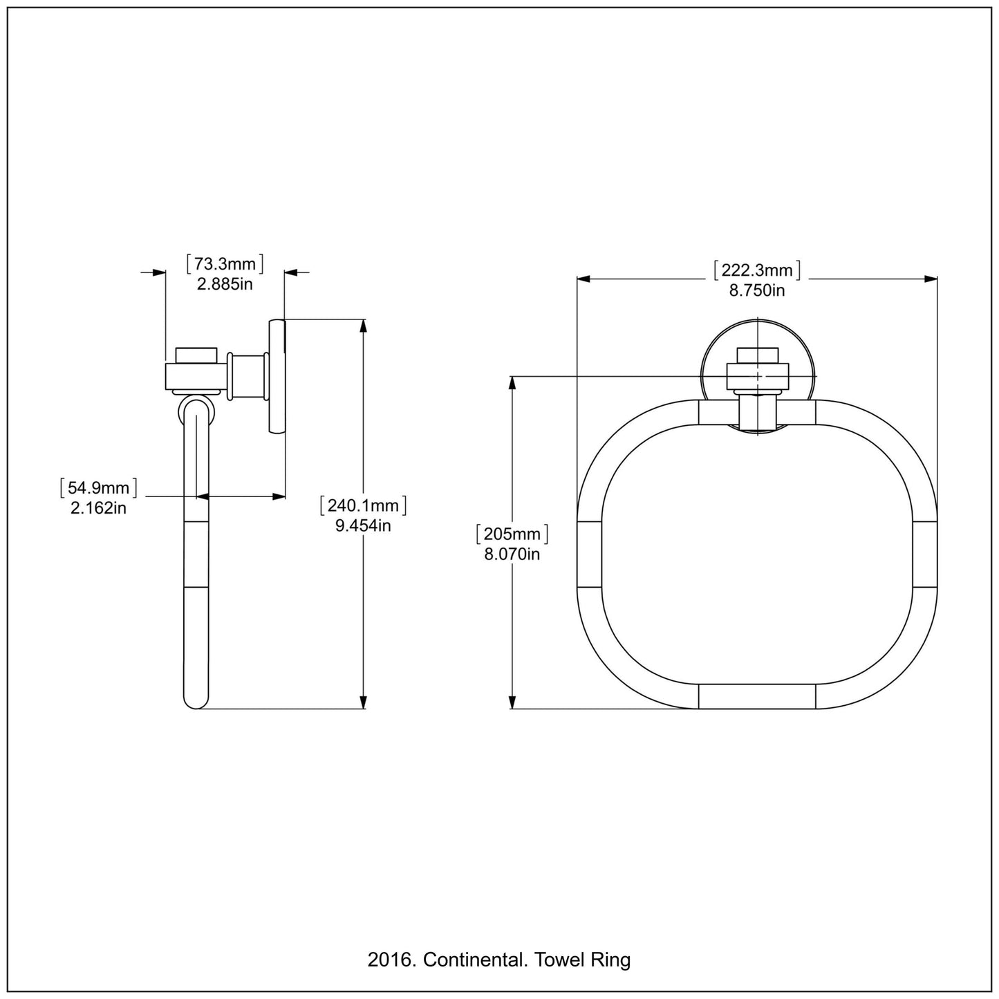 Allied Brass Skyline 2016 9" Antique Brass Solid Brass Towel Ring