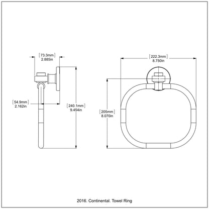 Allied Brass Skyline 2016 9" Antique Copper Solid Brass Towel Ring