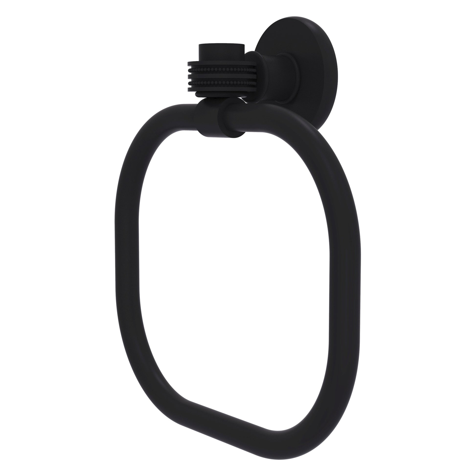 Allied Brass Skyline 2016D 9" Matte Black Solid Brass Towel Ring With Dotted Accents