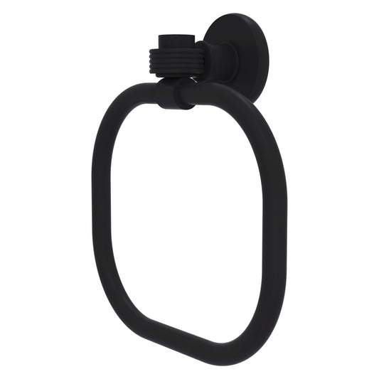 Allied Brass Skyline 2016G 9" Matte Black Solid Brass Towel Ring With Grooved Accents