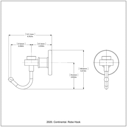 Allied Brass Skyline 2020 2.8" x 4.77" Matte White Solid Brass Robe Hook