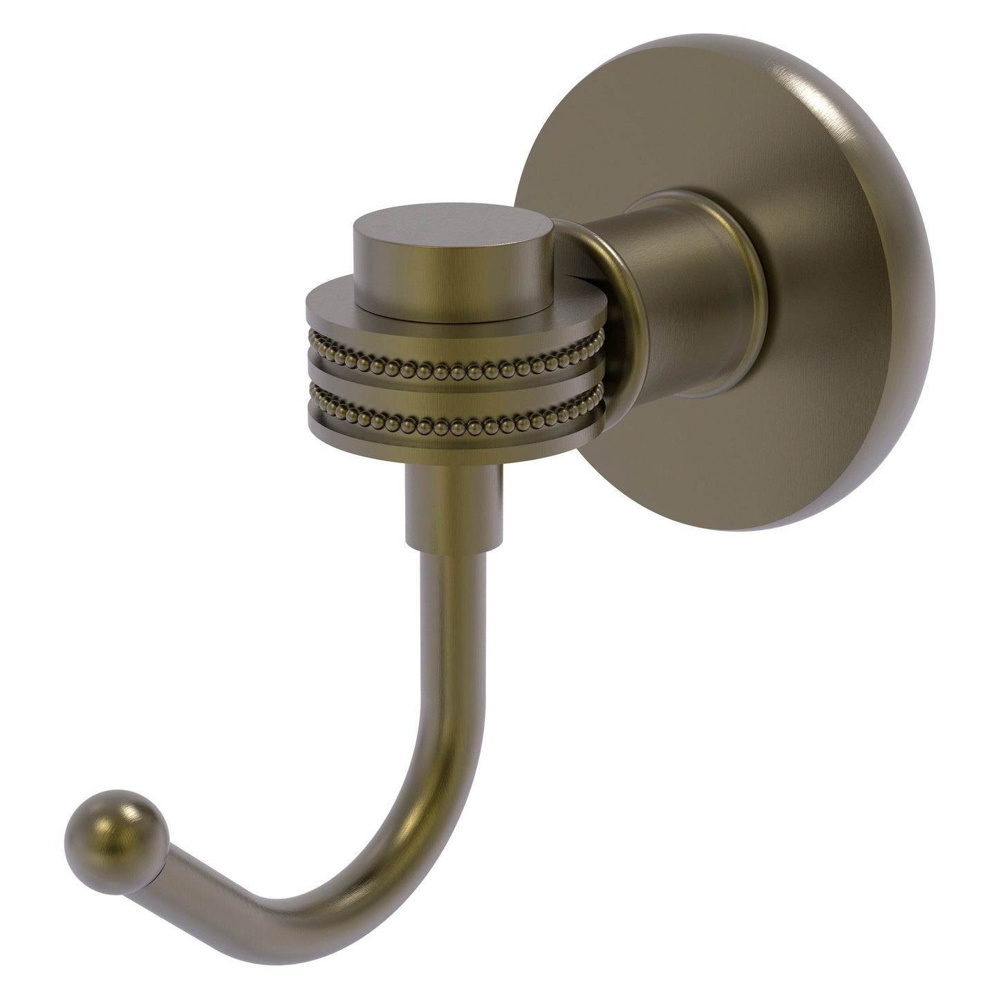 Allied Brass Skyline 2020D 2.8" x 4.77" Antique Brass Solid Brass Robe Hook With Dotted Accents