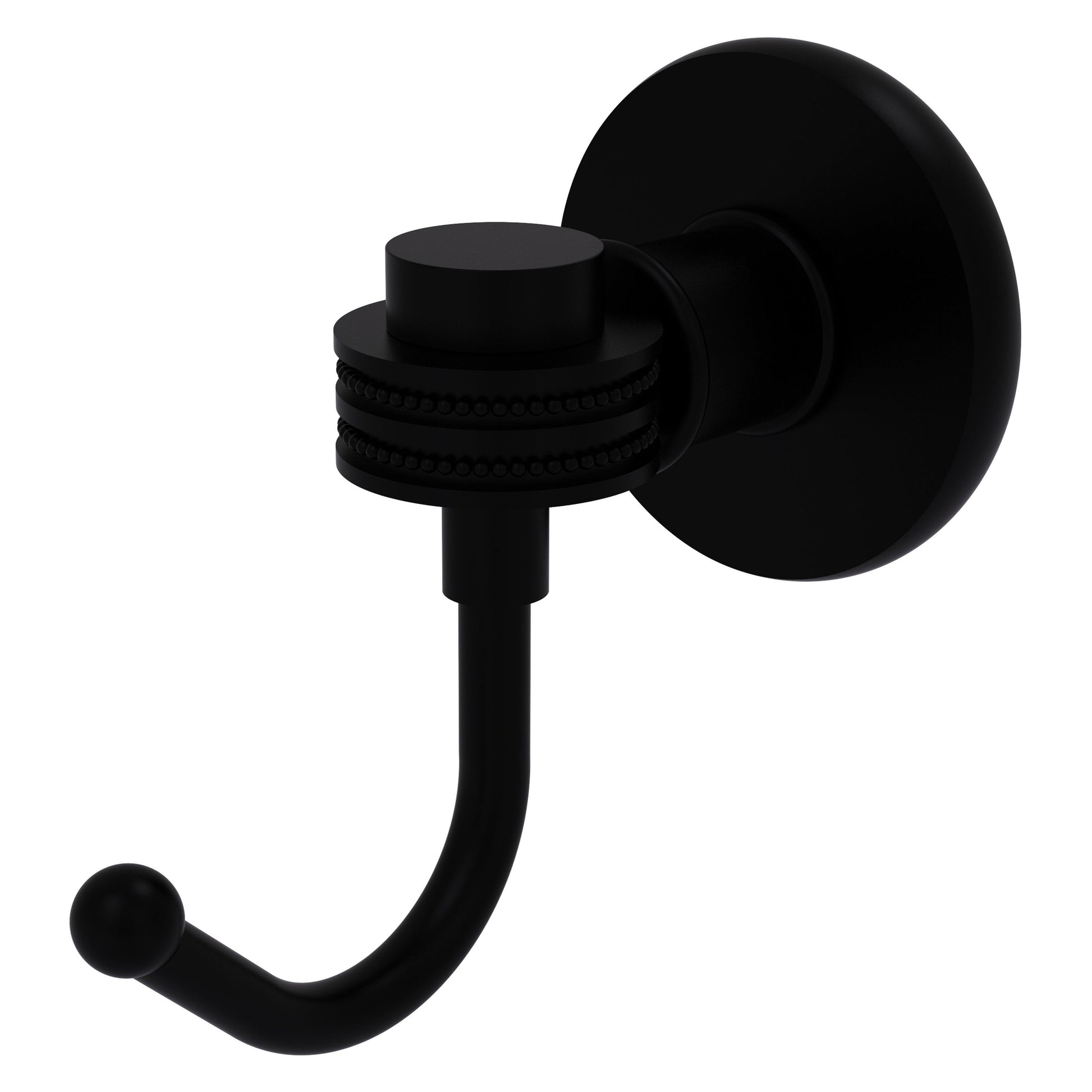 Allied Brass Skyline 2020D 2.8" x 4.77" Matte Black Solid Brass Robe Hook With Dotted Accents