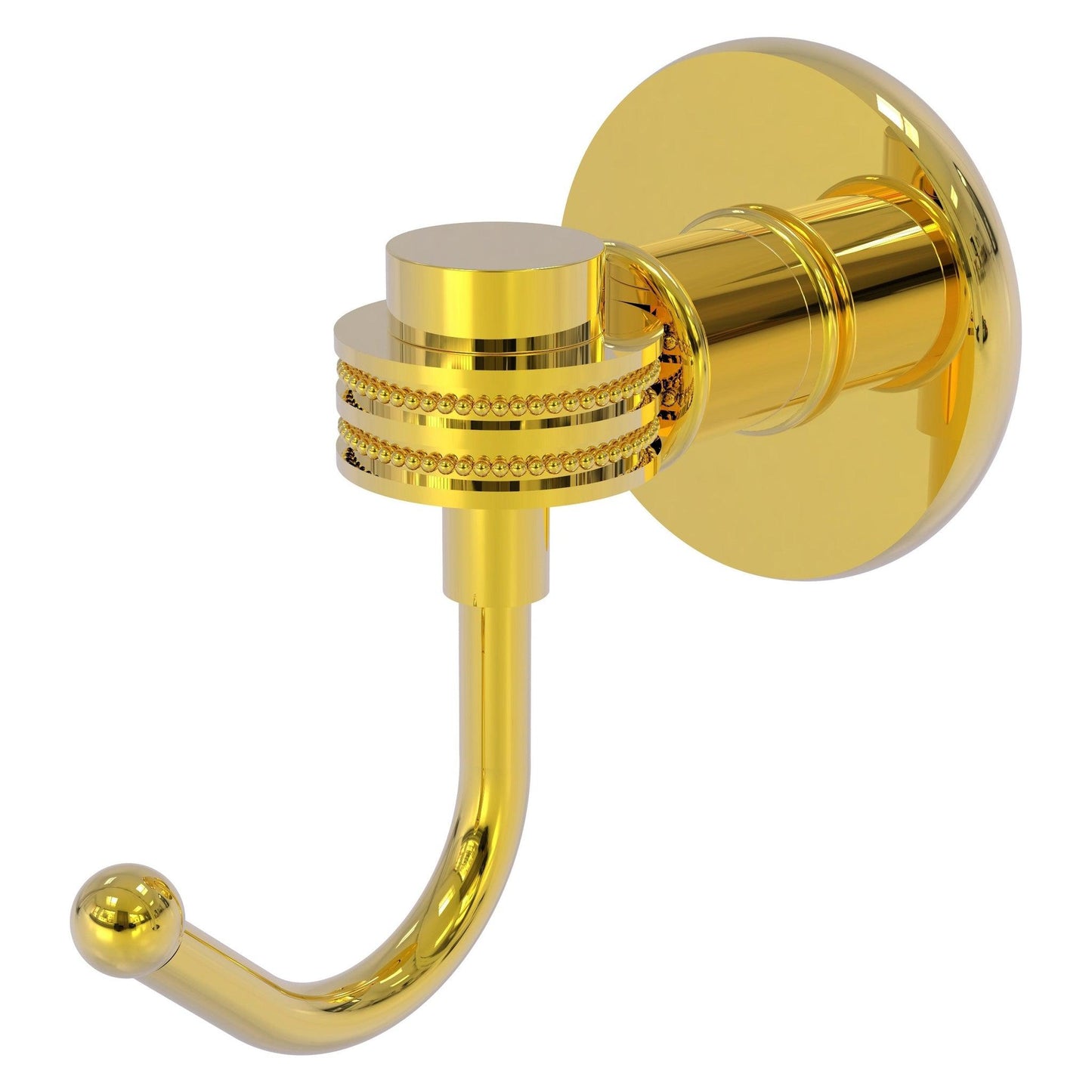 Allied Brass Skyline 2020D 2.8" x 4.77" Polished Brass Solid Brass Robe Hook With Dotted Accents