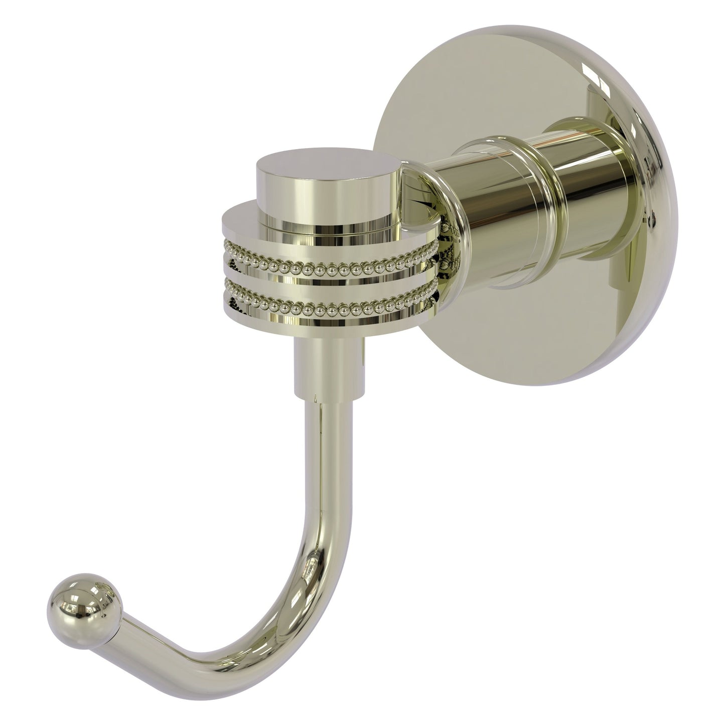 Allied Brass Skyline 2020D 2.8" x 4.77" Polished Nickel Solid Brass Robe Hook With Dotted Accents
