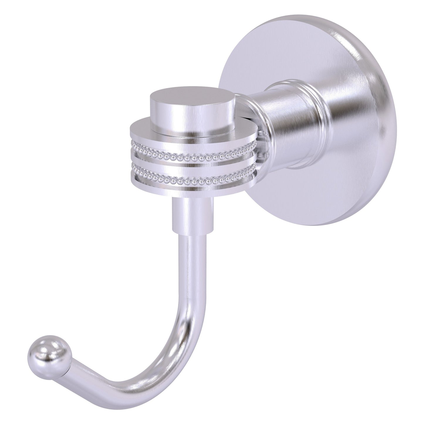Allied Brass Skyline 2020D 2.8" x 4.77" Satin Chrome Solid Brass Robe Hook With Dotted Accents