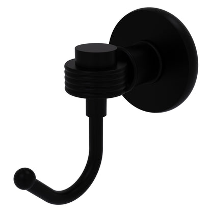 Allied Brass Skyline 2020G 2.8" x 4.77" Matte Black Solid Brass Robe Hook With Grooved Accents