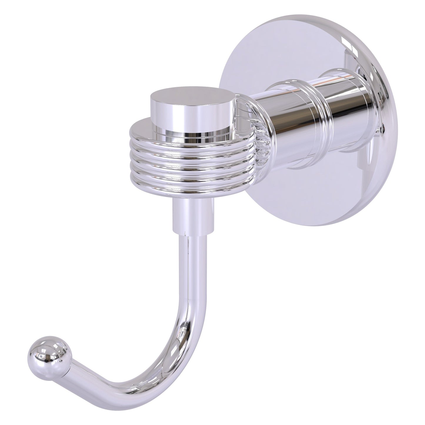 Allied Brass Skyline 2020G 2.8" x 4.77" Polished Chrome Solid Brass Robe Hook With Grooved Accents