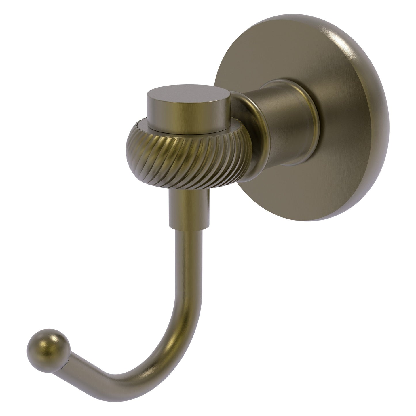 Allied Brass Skyline 2020T 2.8" x 4.77" Antique Brass Solid Brass Robe Hook With Twist Accents