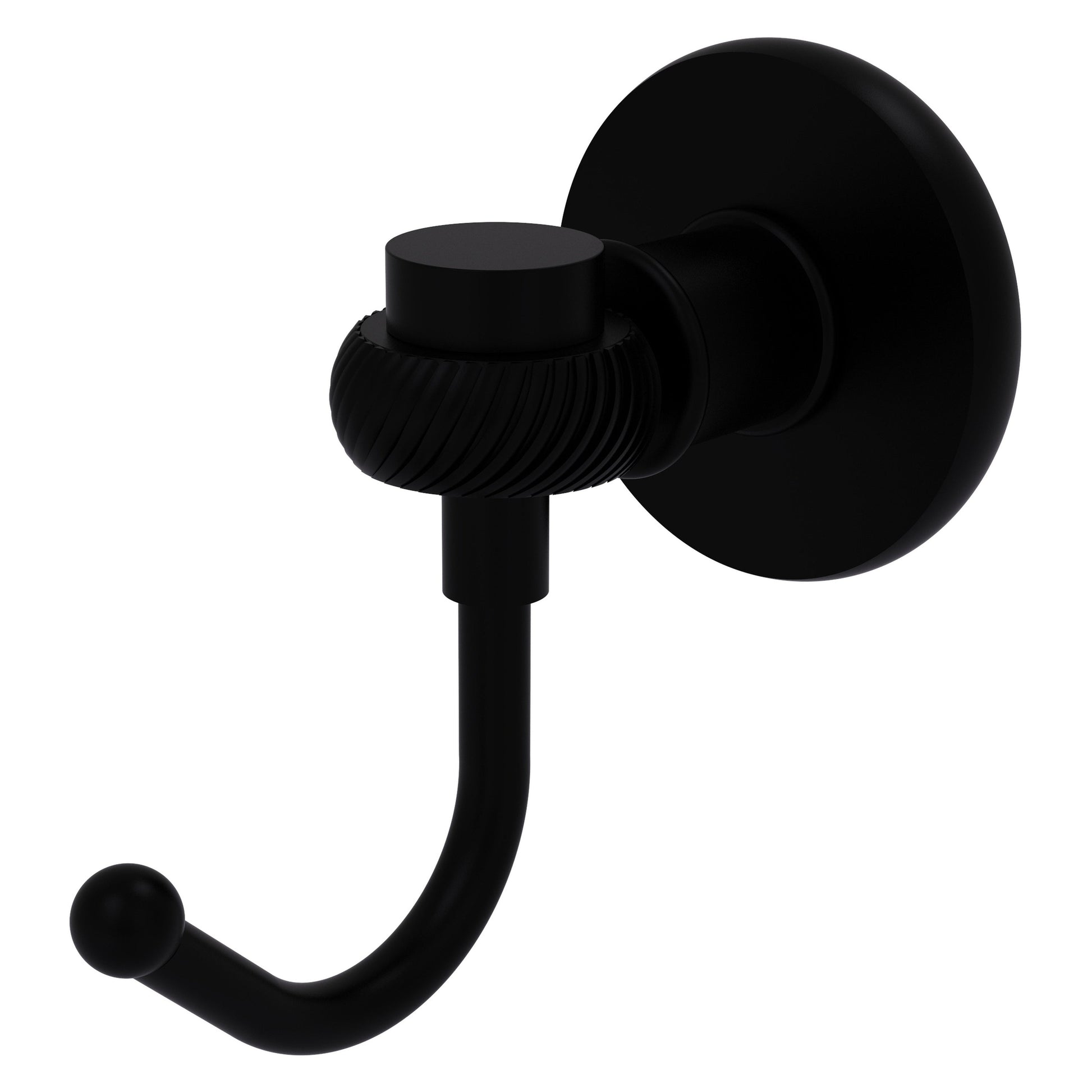 Allied Brass Skyline 2020T 2.8" x 4.77" Matte Black Solid Brass Robe Hook With Twist Accents