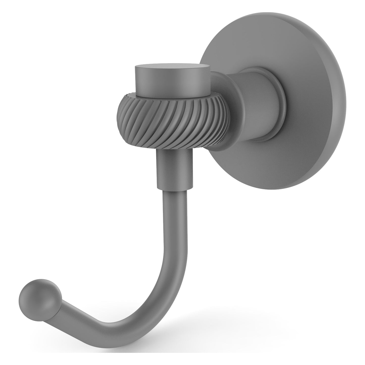 Allied Brass Skyline 2020T 2.8" x 4.77" Matte Gray Solid Brass Robe Hook With Twist Accents