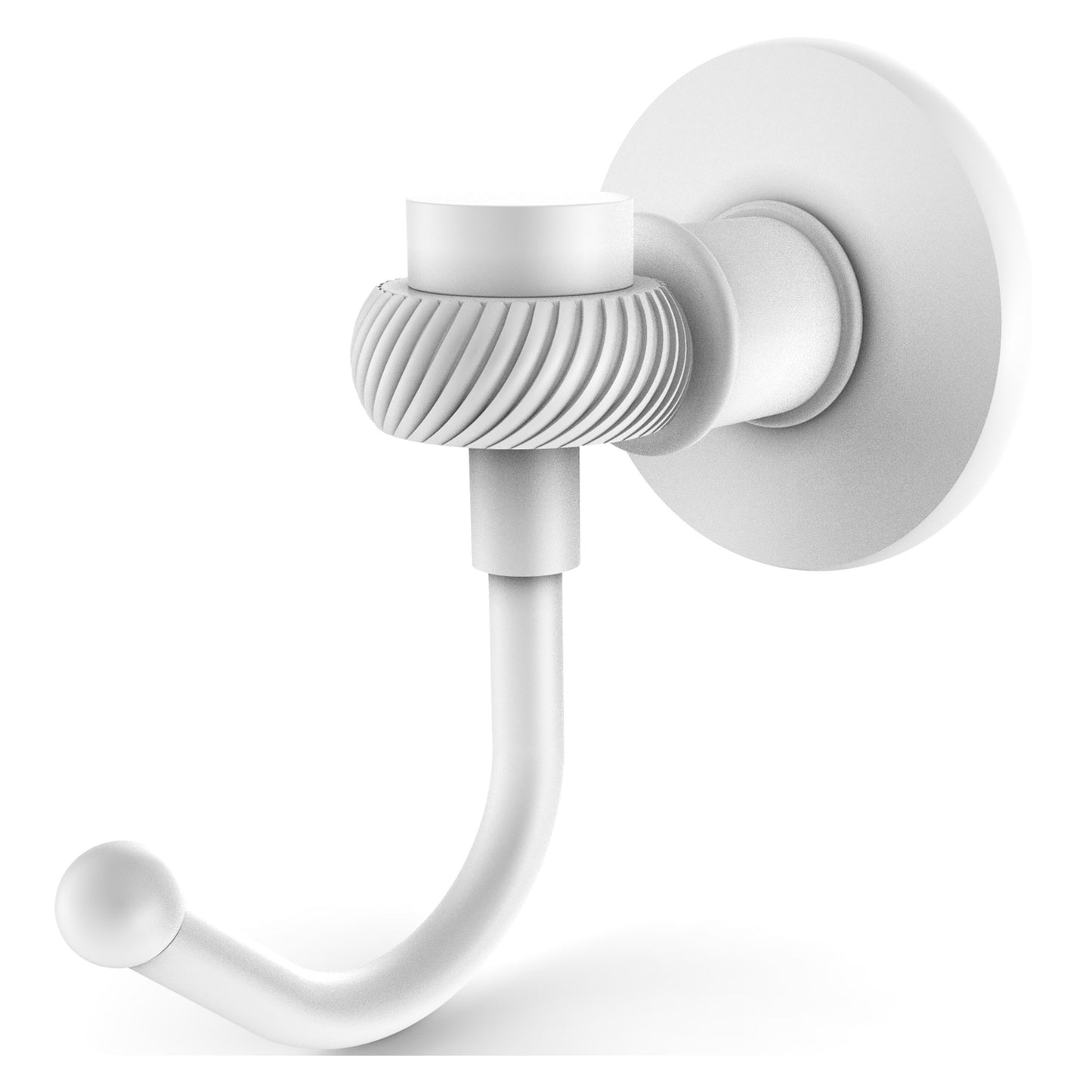 Allied Brass Skyline 2020T 2.8" x 4.77" Matte White Solid Brass Robe Hook With Twist Accents