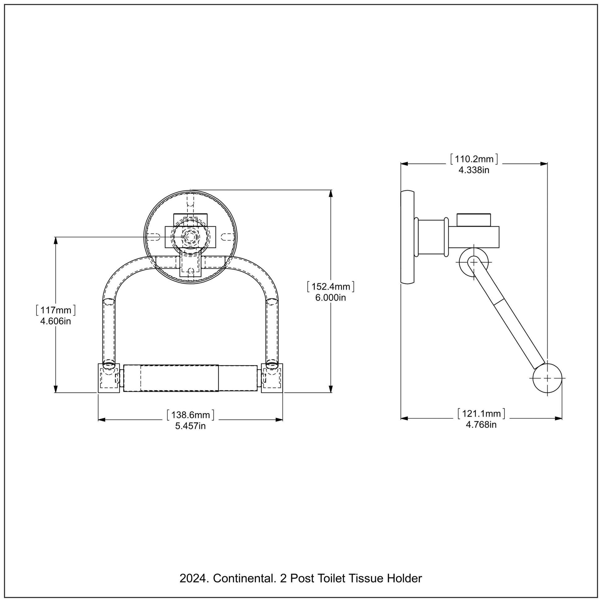 Allied Brass Skyline 2024 5.5" x 5" Brushed Bronze Solid Brass 2-Post Toilet Tissue Holder