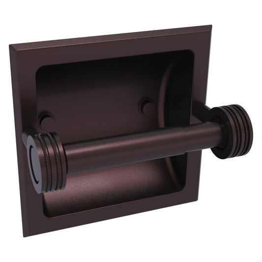 Allied Brass Skyline 2024-CD 6.3" x 6.1" Antique Bronze Solid Brass Recessed Toilet Tissue Holder With Dotted Accents