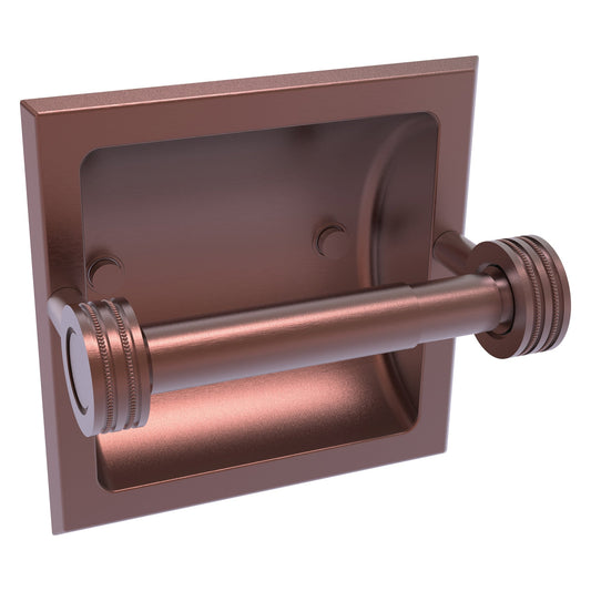 Allied Brass Skyline 2024-CD 6.3" x 6.1" Antique Copper Solid Brass Recessed Toilet Tissue Holder With Dotted Accents