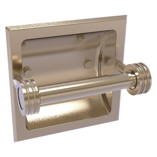 Allied Brass Skyline 2024-CD 6.3" x 6.1" Antique Pewter Solid Brass Recessed Toilet Tissue Holder With Dotted Accents