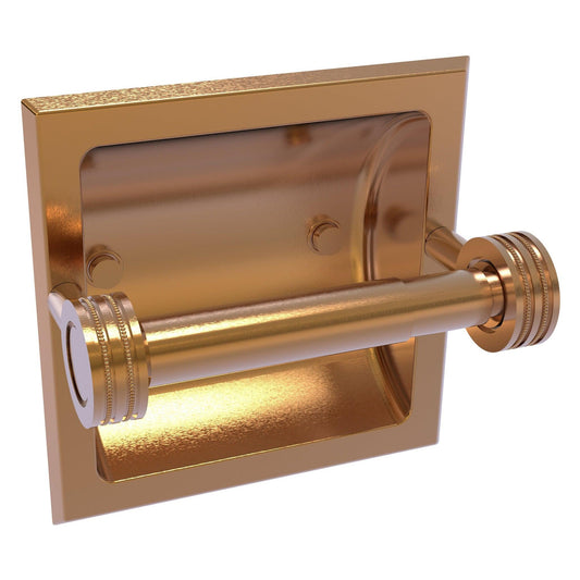 Allied Brass Skyline 2024-CD 6.3" x 6.1" Brushed Bronze Solid Brass Recessed Toilet Tissue Holder With Dotted Accents