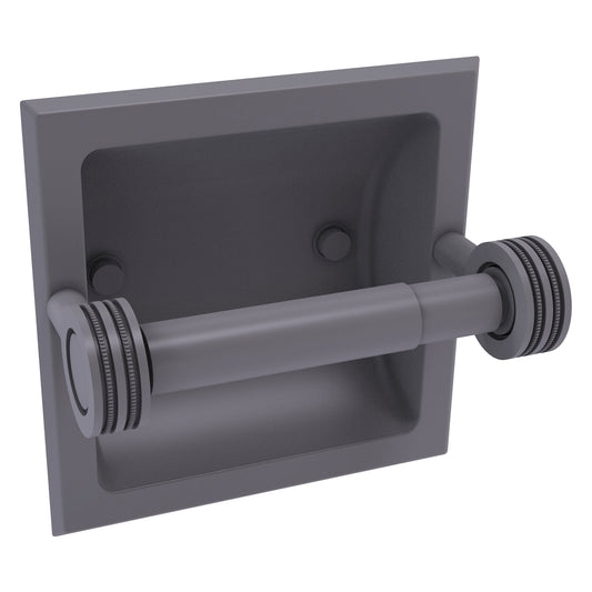 Allied Brass Skyline 2024-CD 6.3" x 6.1" Matte Gray Solid Brass Recessed Toilet Tissue Holder With Dotted Accents