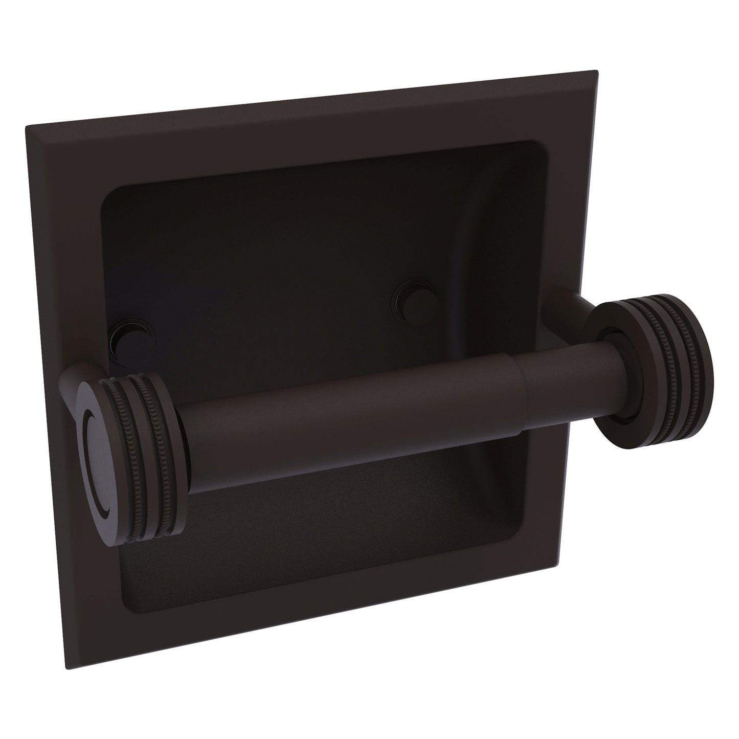 Allied Brass Skyline 2024-CD 6.3" x 6.1" Oil Rubbed Bronze Solid Brass Recessed Toilet Tissue Holder With Dotted Accents