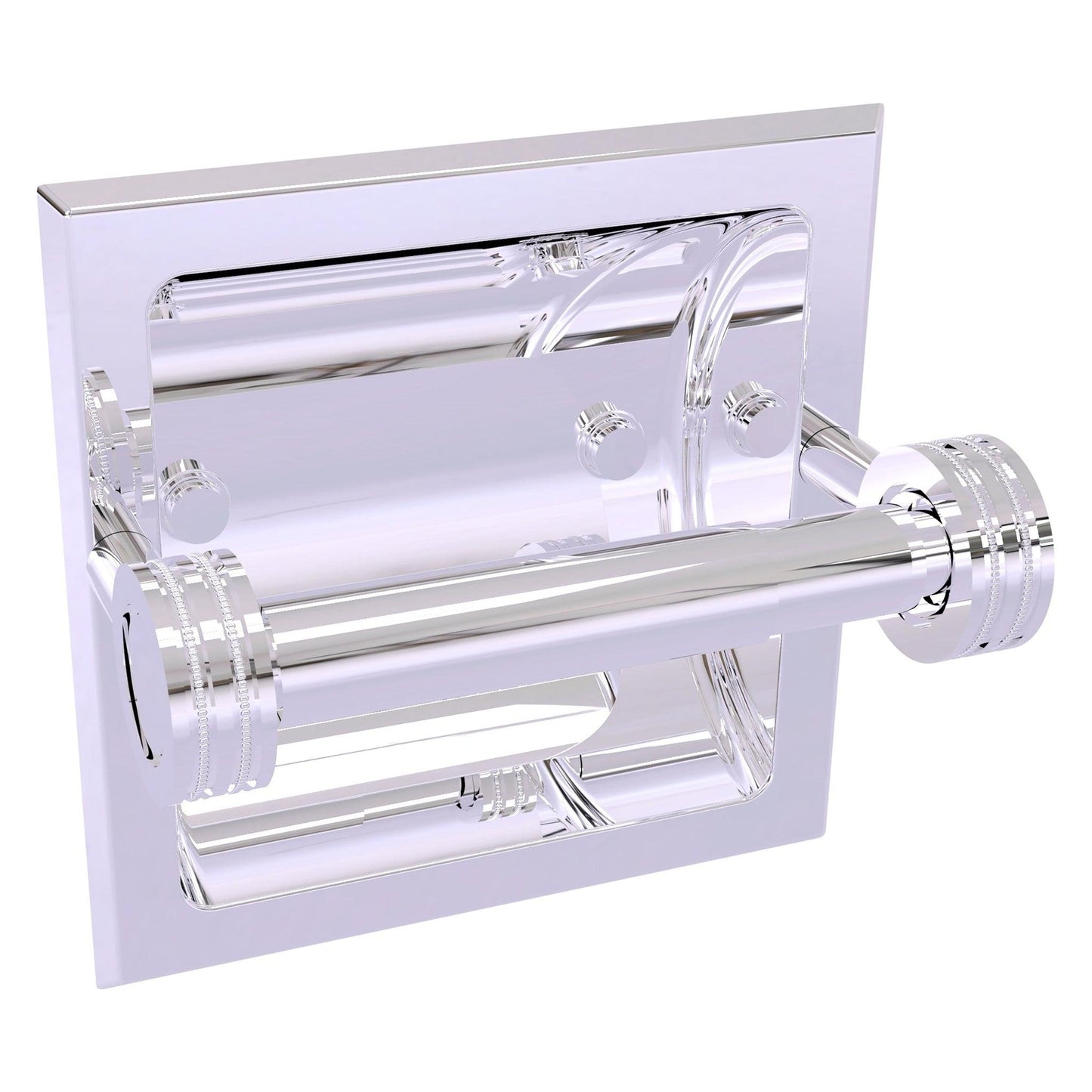 Allied Brass Skyline 2024-CD 6.3" x 6.1" Polished Chrome Solid Brass Recessed Toilet Tissue Holder With Dotted Accents