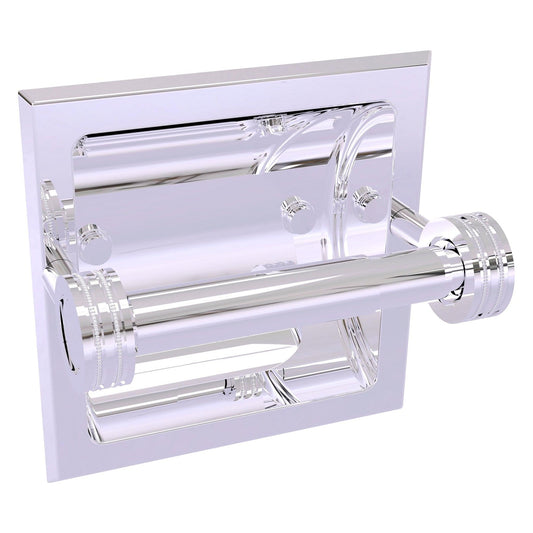 Allied Brass Skyline 2024-CD 6.3" x 6.1" Polished Chrome Solid Brass Recessed Toilet Tissue Holder With Dotted Accents