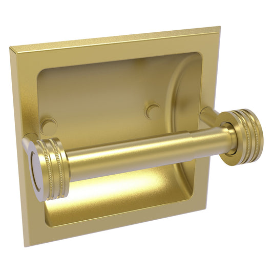 Allied Brass Skyline 2024-CD 6.3" x 6.1" Satin Brass Solid Brass Recessed Toilet Tissue Holder With Dotted Accents