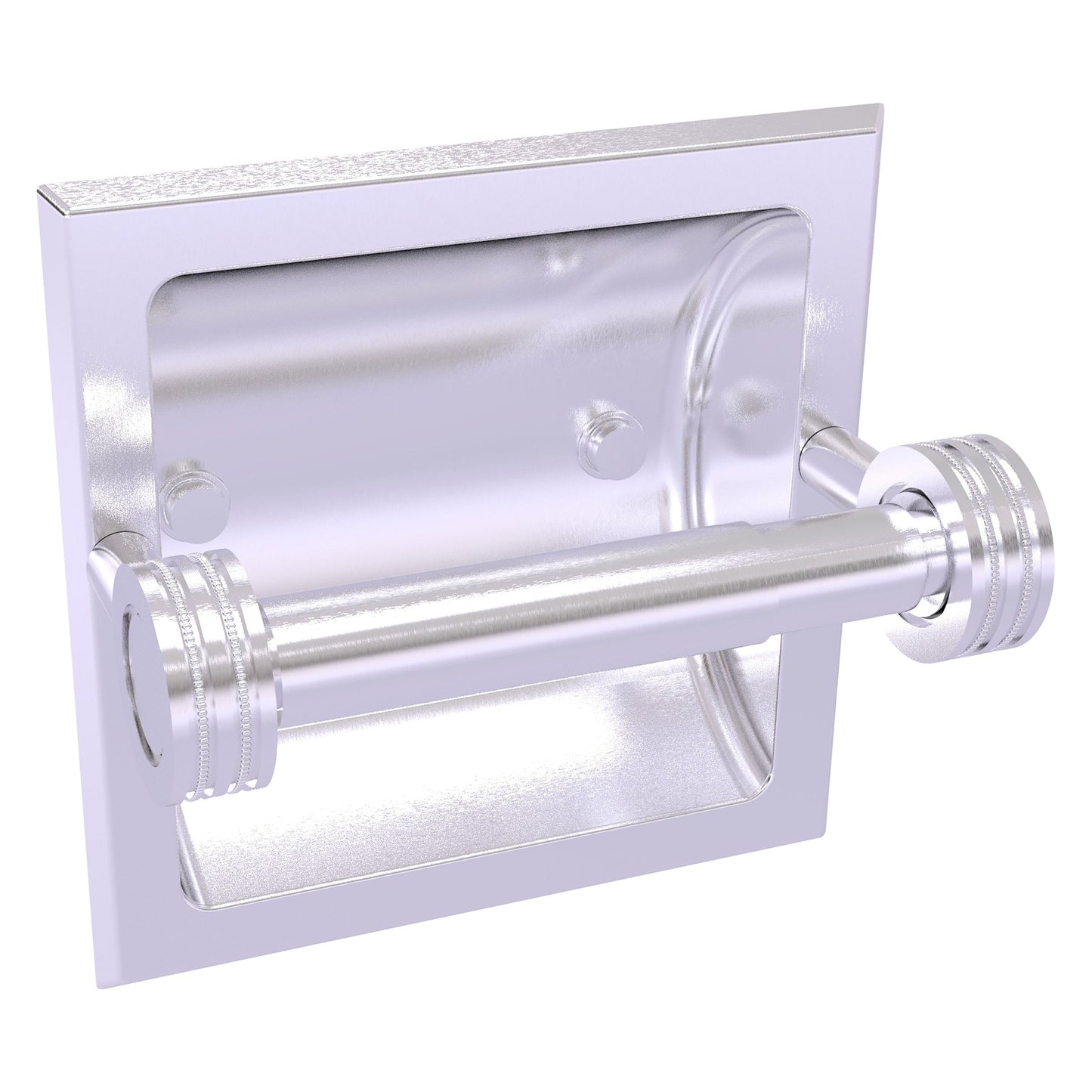 Allied Brass Skyline 2024-CD 6.3" x 6.1" Satin Chrome Solid Brass Recessed Toilet Tissue Holder With Dotted Accents