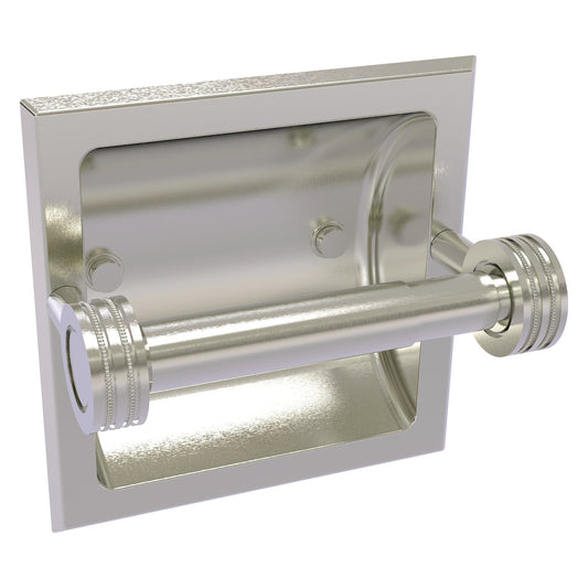 Allied Brass Skyline 2024-CD 6.3" x 6.1" Satin Nickel Solid Brass Recessed Toilet Tissue Holder With Dotted Accents