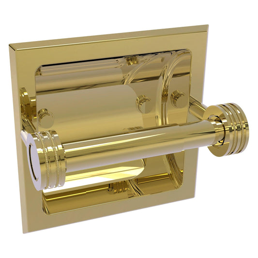 Allied Brass Skyline 2024-CD 6.3" x 6.1" Unlacquered Brass Solid Brass Recessed Toilet Tissue Holder With Dotted Accents