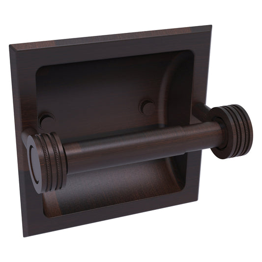 Allied Brass Skyline 2024-CD 6.3" x 6.1" Venetian Bronze Solid Brass Recessed Toilet Tissue Holder With Dotted Accents