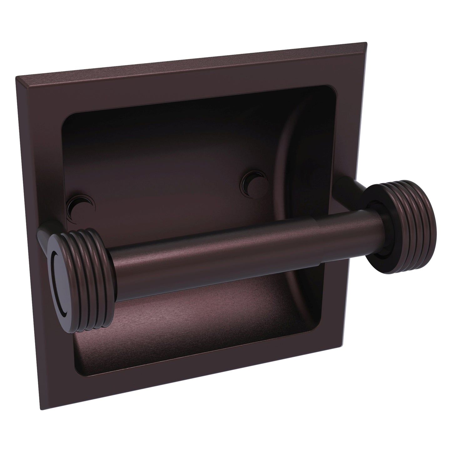 Allied Brass Skyline 2024-CG 6.3" x 6.1" Antique Bronze Solid Brass Recessed Toilet Tissue Holder With Grooved Accents